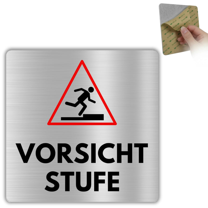 LEIASA | Schild Vorsicht Stufe - 12x12 cm - Aluminium - Achtung Stufe 