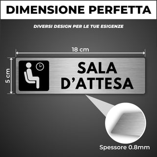 LEIASA | Cartello Sala d Attesa - 5x18 cm - Spessore 0,8 mm - Allumini