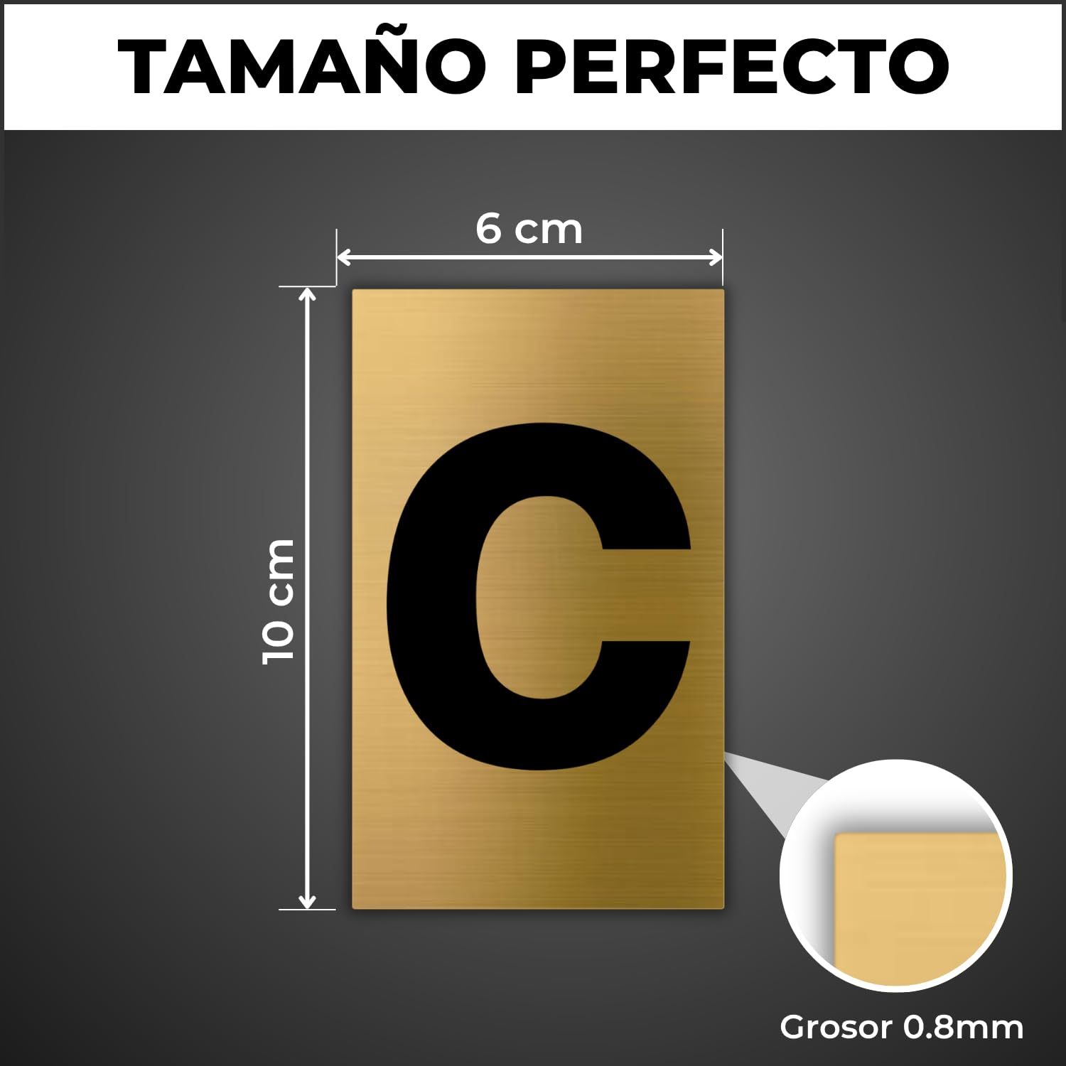 LEIASA | Número de Casa - 6x10 cm - Aluminio - Placa Numeración Portal - Numero para Buzón - Cifra Puerta Hotel - Cartel Dirección - Señal Número Edificio - Grosor 0.8 mm - Dorado (c, 100mm)