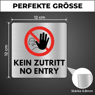 LEIASA | Schild Kein Zutritt - 12x12 cm - Aluminium - Verboten - Eintr