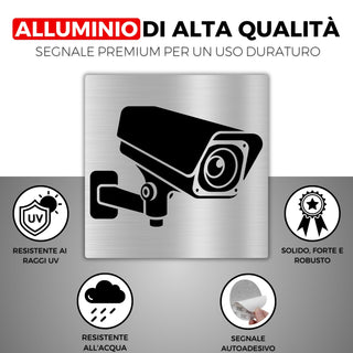 LEIASA | Cartello adesivo per telecamera di sorveglianza - 10x10 cm - 