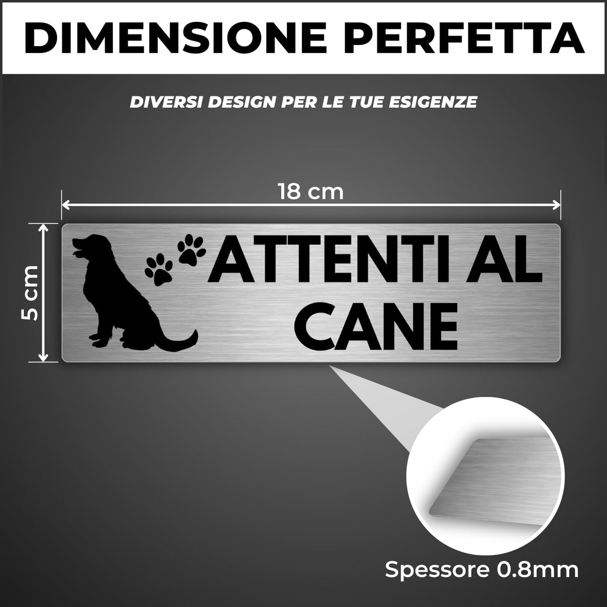 LEIASA | Segnale adesivo Attenti al cane - 5x18 cm - Spessore 0,8 mm -