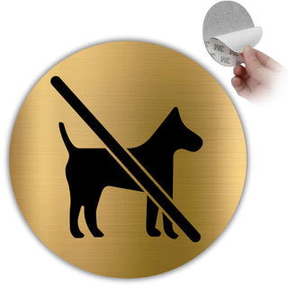 LEIASA | Goldenes Schild Hunde Verboten - Ø 10 cm - Stärke 0,8 mm - Al