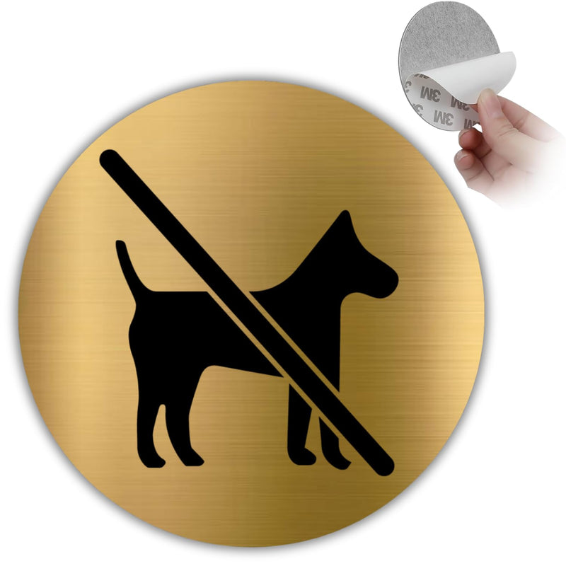 LEIASA | Goldenes Schild Hunde Verboten - Ø 10 cm - Stärke 0,8 mm - Al