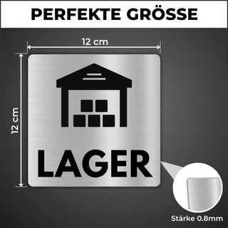 LEIASA | Schild Lager - 12x12 cm - Aluminium - Lagerraum - Warenlager 