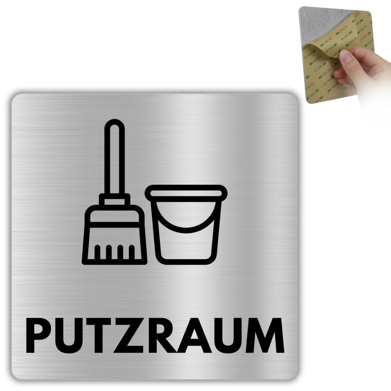 LEIASA | Schild Putzraum - 12x12 cm - Aluminium - Putzmittelraum - Rei