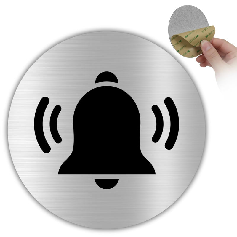 LEIASA | Klingelschild - Ø 10 cm - Aluminium Silber - Türschild Klinge