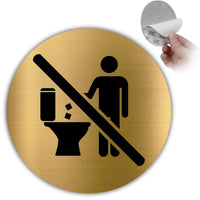 LEIASA | Goldenes Schild Nicht In Die Toilette Werfen - Ø 10 cm - Stärke 0,8 mm - Aluminium - Runde selbstklebende Tafel - WC-Hinweis  Sanitär  - (Nicht ins WC werfen)