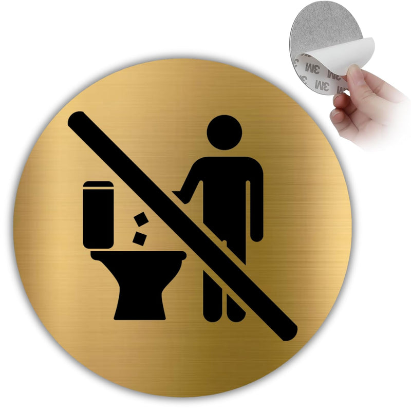 LEIASA | Goldenes Schild Nicht In Die Toilette Werfen - Ø 10 cm - Stär