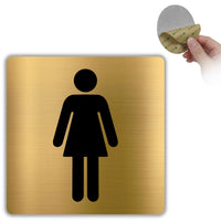LEIASA | WC Schild Damen - 10x10 cm - Aluminium Gold - Damentoilette Schild - Frauen WC Zeichen - Türschild Damen - Klebeschild Goldfarben - Quadratisch - Edel - Grosor 0.8mm - (Damen WC)