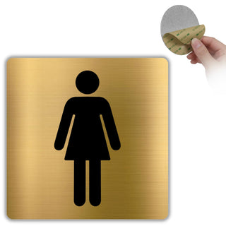 LEIASA | WC Schild Damen - 10x10 cm - Aluminium Gold - Damentoilette S