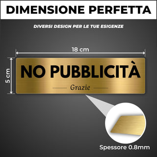LEIASA | Segnale No Pubblicità - 5x18 cm - Alluminio - Cartello Diviet