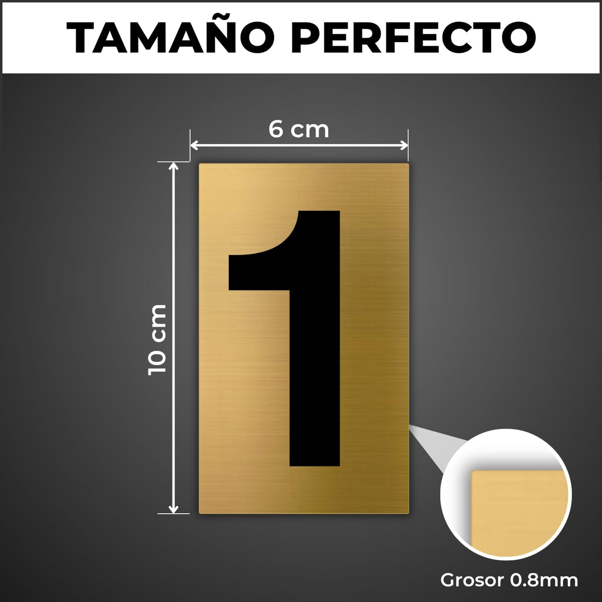 LEIASA | Goldene Hausnummer - 6x10 cm - Aluminium - Ziffernschild Tür 