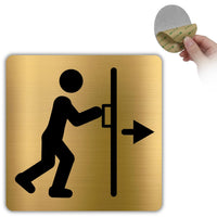 LEIASA | Schild Drücken Tür - 10x10 cm - Aluminium Gold - Türschild - Klebeschild Öffnungsrichtung - Goldfarben - Grosor 0.8mm - (Drücken)