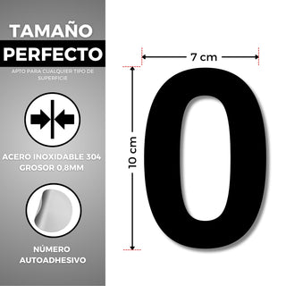 LEIASA | Numéro Adhésif Maison - 100 mm - Acier Inoxydable 304 - Nº 0 