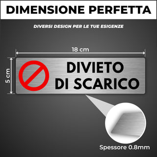 LEIASA | Cartello Divieto di Scarico - 5x18 cm - Spessore 0,8 mm - All