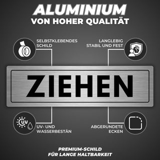 LEIASA | Schild Ziehen - 5 x 18 cm - Stärke 0,8 mm - Aluminium - Selbs