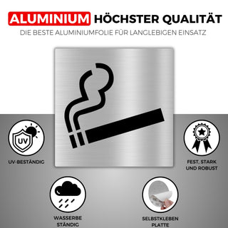 LEIASA | Selbstklebendes Raucherbereich Schild - 10x10 cm - 0,8 mm Dic