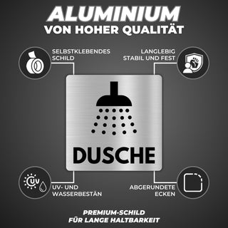 LEIASA | Schild Dusche - 12x12 cm - Aluminium - Duschraum - Duschkabin