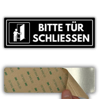 LEIASA | Acrylschild Tür schließen - 7,5 x 23 cm - Stärke 2 mm - Acryl - Selbstklebend - Bitte Tür schließen - Türschild - (Bitte Tür Schließen)