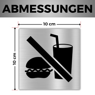 LEIASA | Selbstklebendes Essen und Trinken Verboten Schild - 10x10 cm 