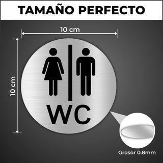 LEIASA | Plaque de Porte Toilettes Mixtes - 5x18 cm - Aluminium - Pann