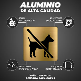LEIASA | Señal Prohibido Perros - 10x10 cm - Aluminio - Placa No Mascotas - Cartel Adhesivo Animales - Indicador Restricciones Caninas - Rótulo Muy Visible - Grosor 0.8mm - (No Perro)