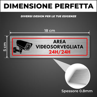 LEIASA | Segnale Zona Videosorveglianza - 5x18 cm - Spessore 0,8 mm - 