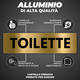 LEIASA | Segnale Toilette - 5x18 cm - Alluminio - Cartello Servizi Igi