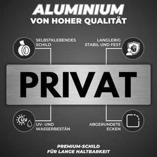 LEIASA | Schild Privat - 5 x 18 cm - Stärke 0,8 mm - Aluminium - Selbs