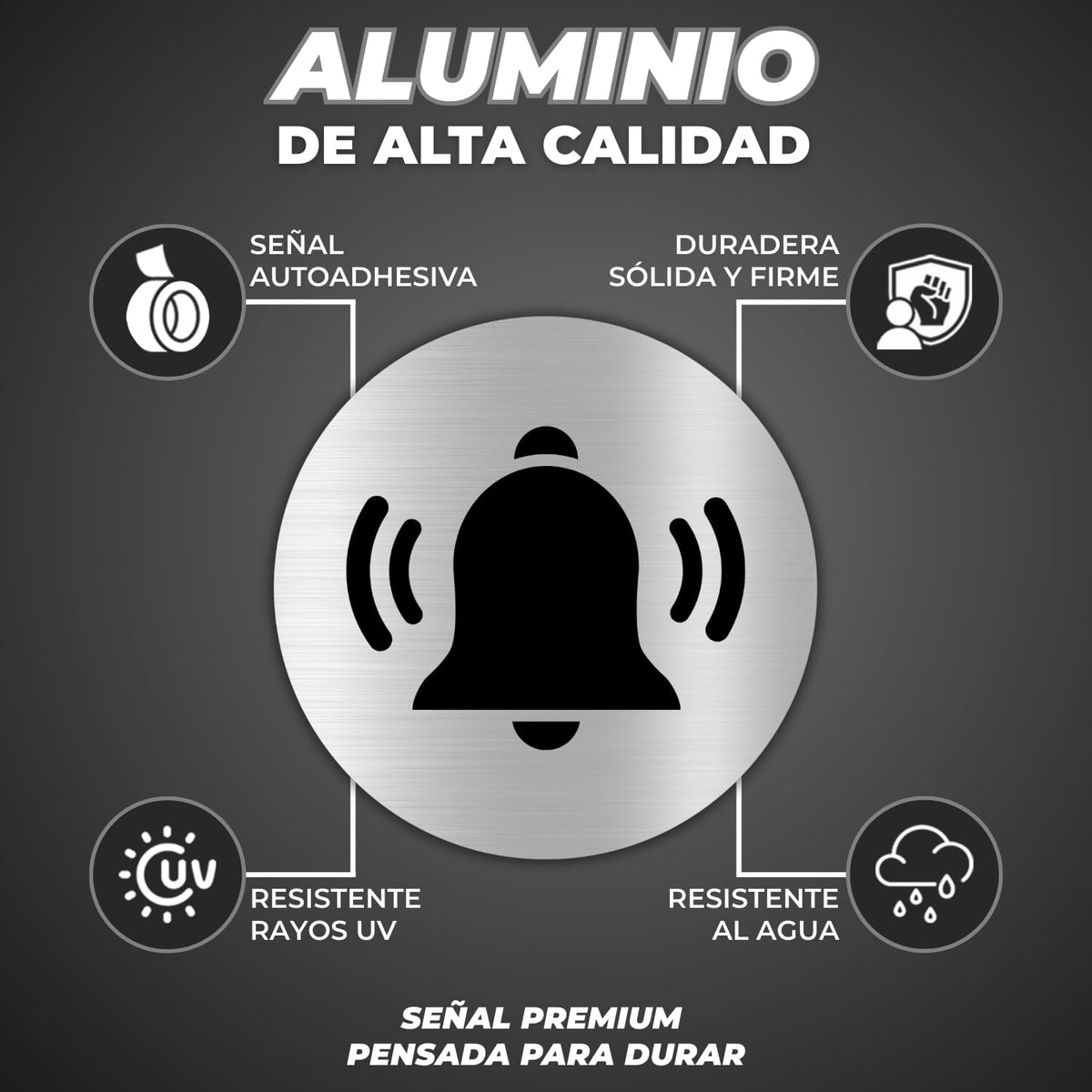 LEIASA | Cartello Campanello Porta - Ø 10 cm - Alluminio - Targa Campa