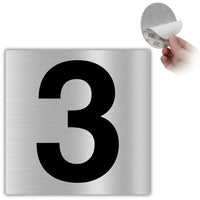 LEIASA | Hausnummer Selbstklebend - 10x10 cm - Aluminium - Schild Apartment Hotel - Nummerierung Außen Innen - Briefkasten Aufkleber - Ziffernschild - Dicke 0.8mm (3)
