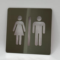 LEIASA | Panneau Adhésif WC Hommes Femmes - EFFET DE MIROIR - 10x10 cm - Épaisseur 0,8 mm - Acier Inoxydable - Signalisation de Toilettes - Panneau Sanitaires - Signal WC - Toilettes Hommes Femmes