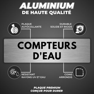 LEIASA | Panneau Compteurs d'Eau - 5x18 cm - Aluminium - Pancarte Loca