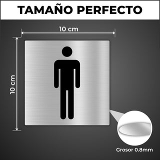 LEIASA | Segnale Bagno Uomo - 10x10 cm - Alluminio - Cartello Servizi 