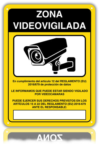 LEIASA | Panneau Vidéosurveillance - 21x28 cm - Aluminium - Zone Surve