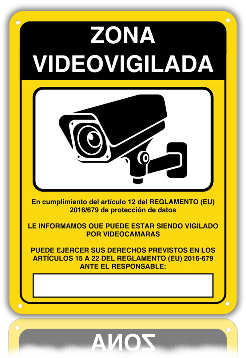 LEIASA | Panneau Vidéosurveillance - 21x28 cm - Aluminium - Zone Surve