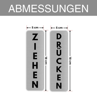 LEIASA | Schild Drücken Ziehen - 5x18 cm - Aluminium - Türschilder Set