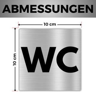 LEIASA | Selbstklebendes WC-Schild – 10x10 cm – 0,8 mm Dicke – Alumini