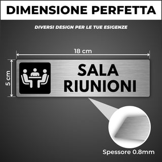 LEIASA | Segnale Sala Riunioni - 5x18 cm - Alluminio - Cartello Sala C