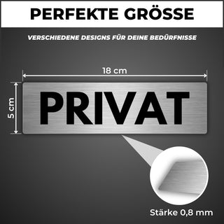 LEIASA | Schild Privat - 5 x 18 cm - Stärke 0,8 mm - Aluminium - Selbs