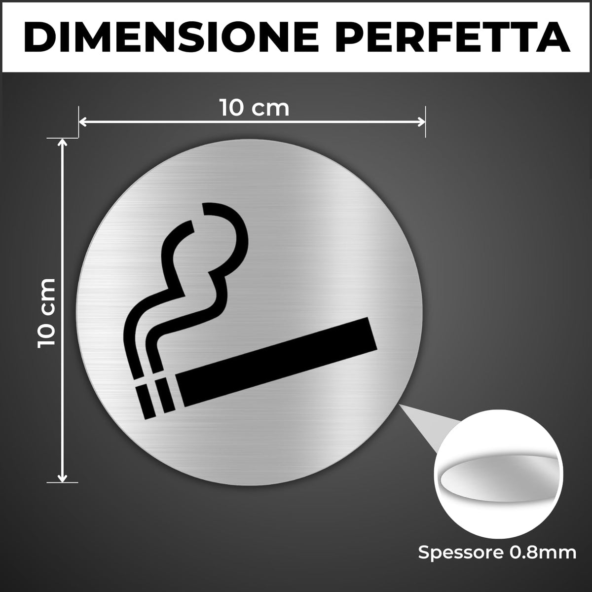 LEIASA | Segnale adesivo Permesso Fumare - Diametro Ø 100 mm - Spessor