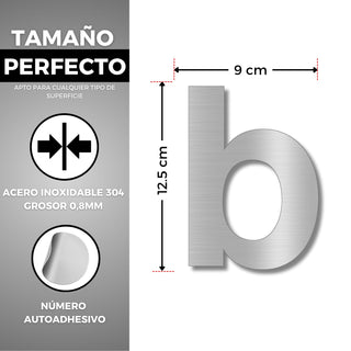 LEIASA | Numéro Adhésif Maison - 150 mm - Acier Inoxydable 304 - Nº B 