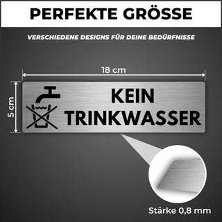 LEIASA | Schild Kein Trinkwasser - 5 x 18 cm - Stärke 0,8 mm - Alumini