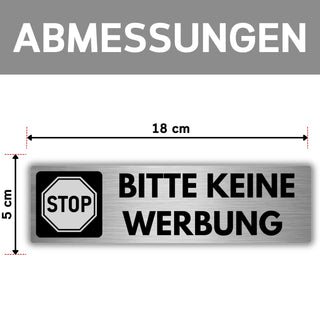 LEIASA | Selbstklebendes Schild: Bitte keine Werbung - 5x18 cm - Dicke