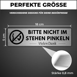 LEIASA | Schild Nicht im Stehen Urinieren - 5 x 18 cm - Stärke 0,8 mm 