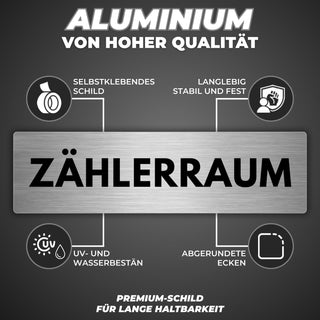 LEIASA | Schild Zählerraum - 5x18 cm - Aluminium - Türschild Zähler - 