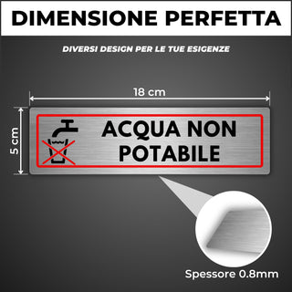 LEIASA | Segnale Acqua Non Potabile - 5x18 cm - Alluminio - Cartello A