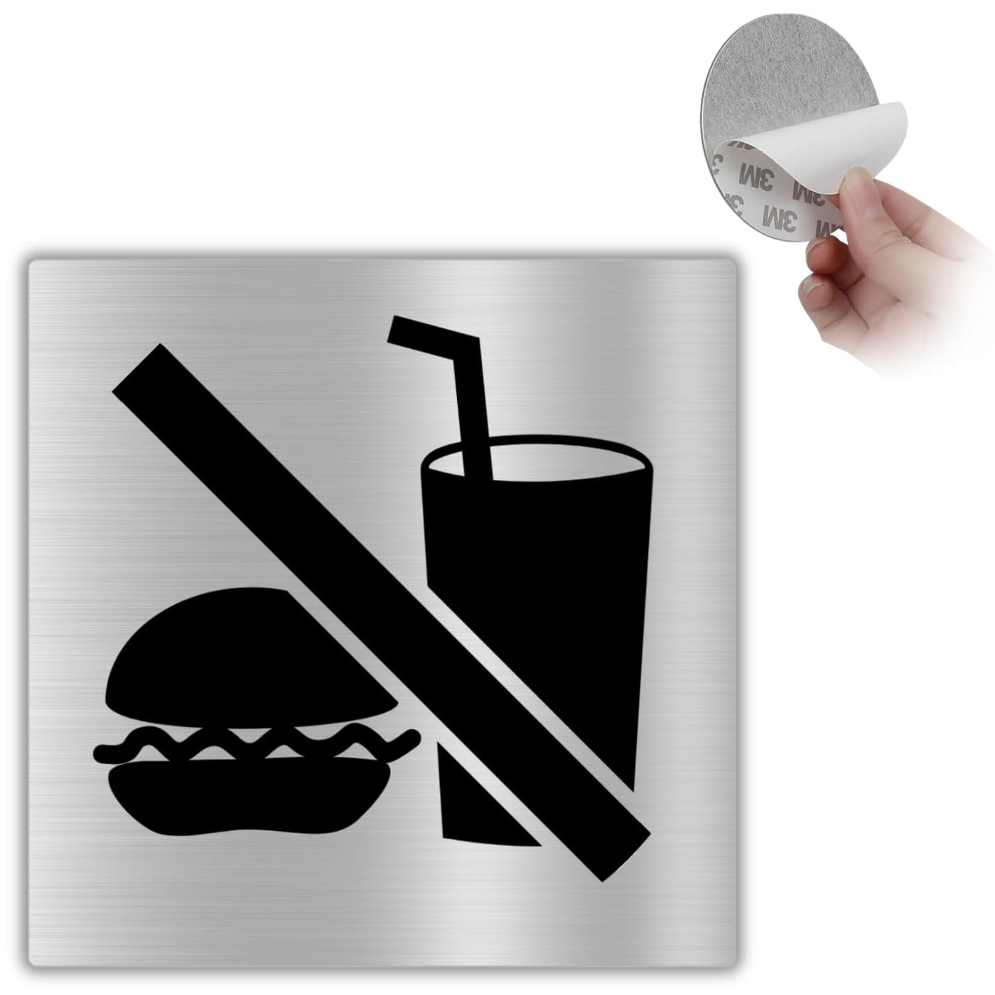 LEIASA | Schild Essen und Trinken Verboten - 10x10 cm - Aluminium - Hi