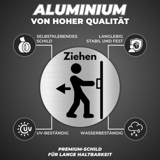 LEIASA | Selbstklebendes Schild Ziehen an der Tür - Durchmesser Ø 100 